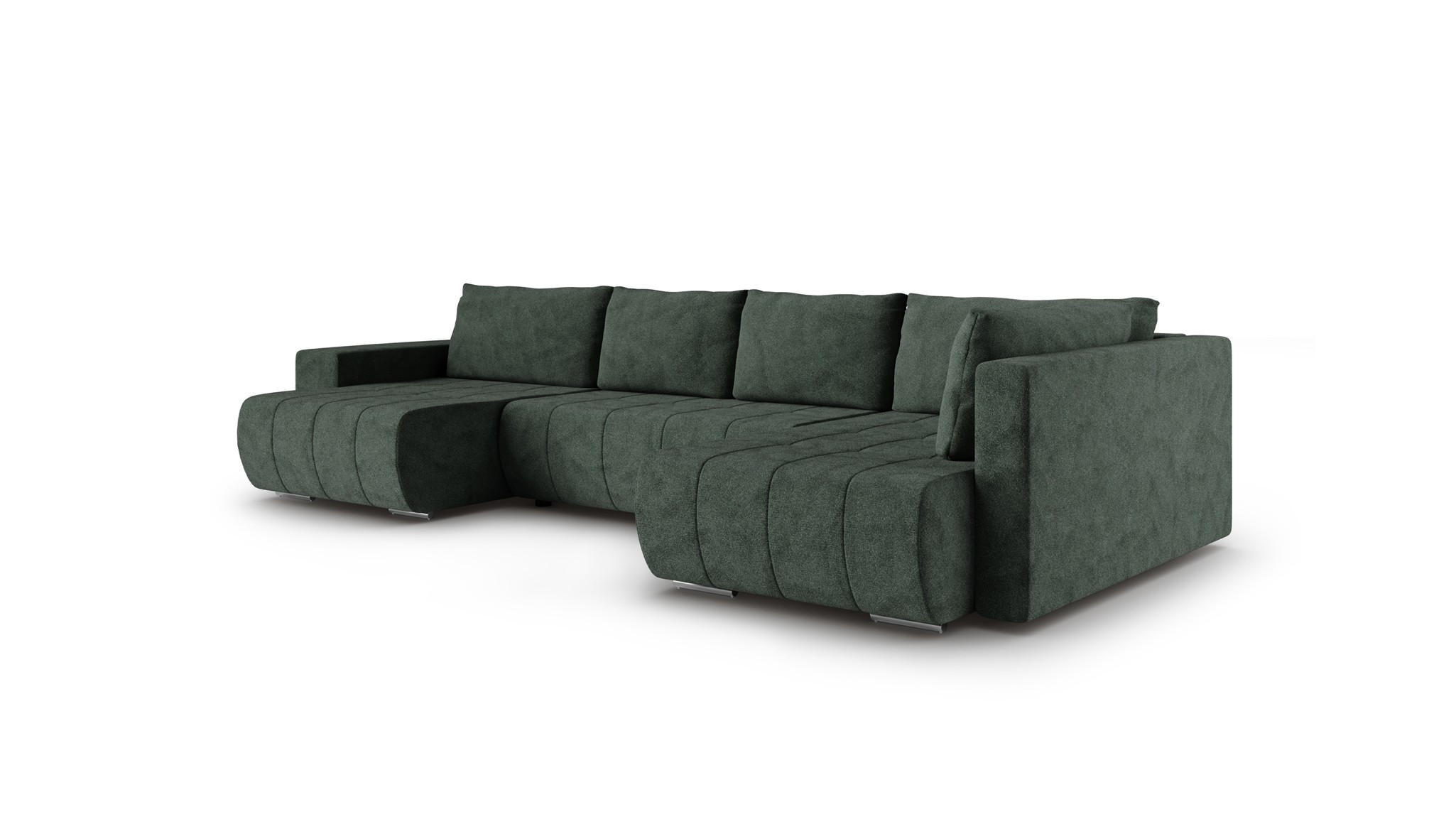 WOHNLANDSCHAFT Armanda - Grün, Holzwerkstoff/Textil (185/83/392cm) - Fun Möbel