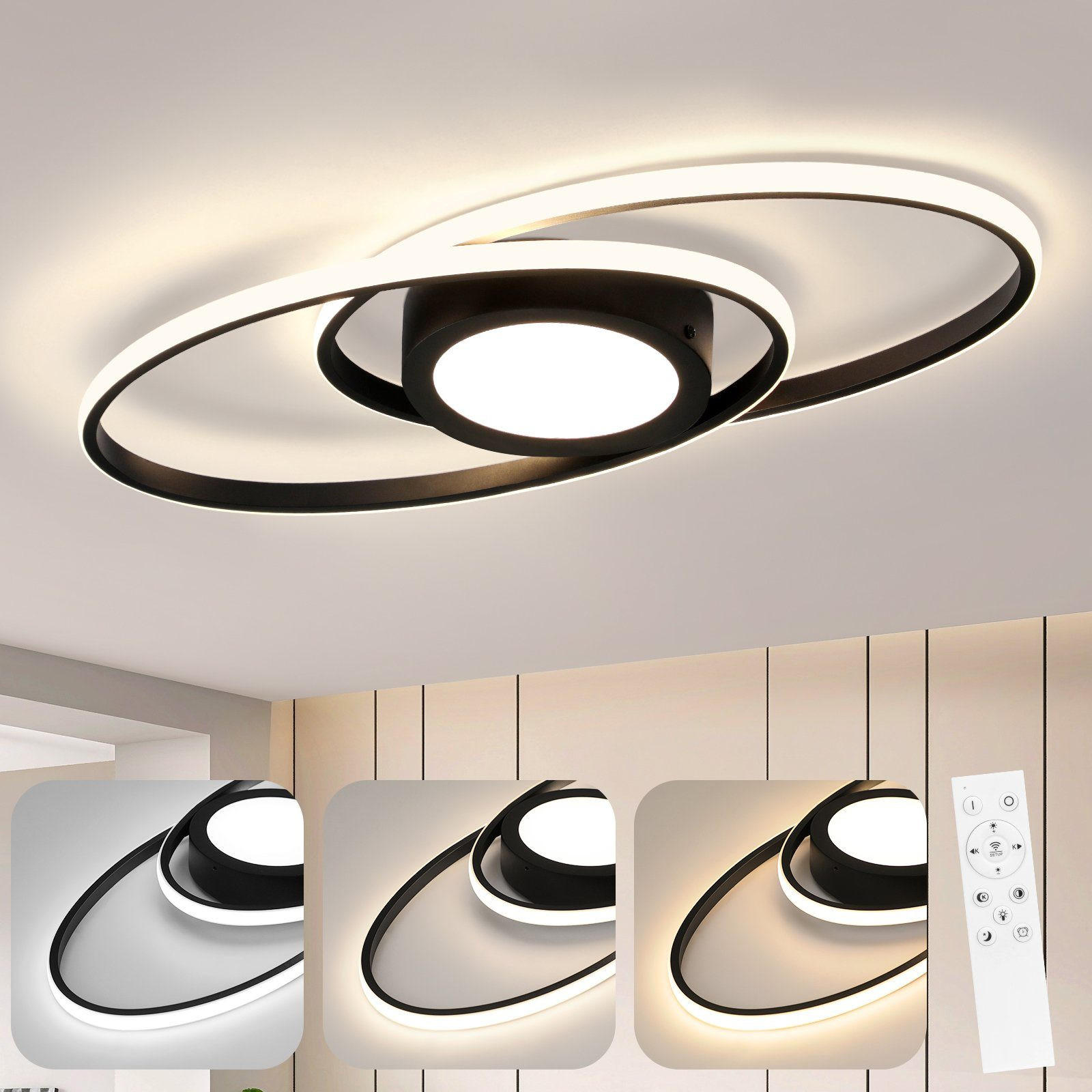 LED-DECKENLEUCHTE Einäugig 56/22.3/4 cm - Schwarz, Metall (56/22.3/4cm) - Nettlife