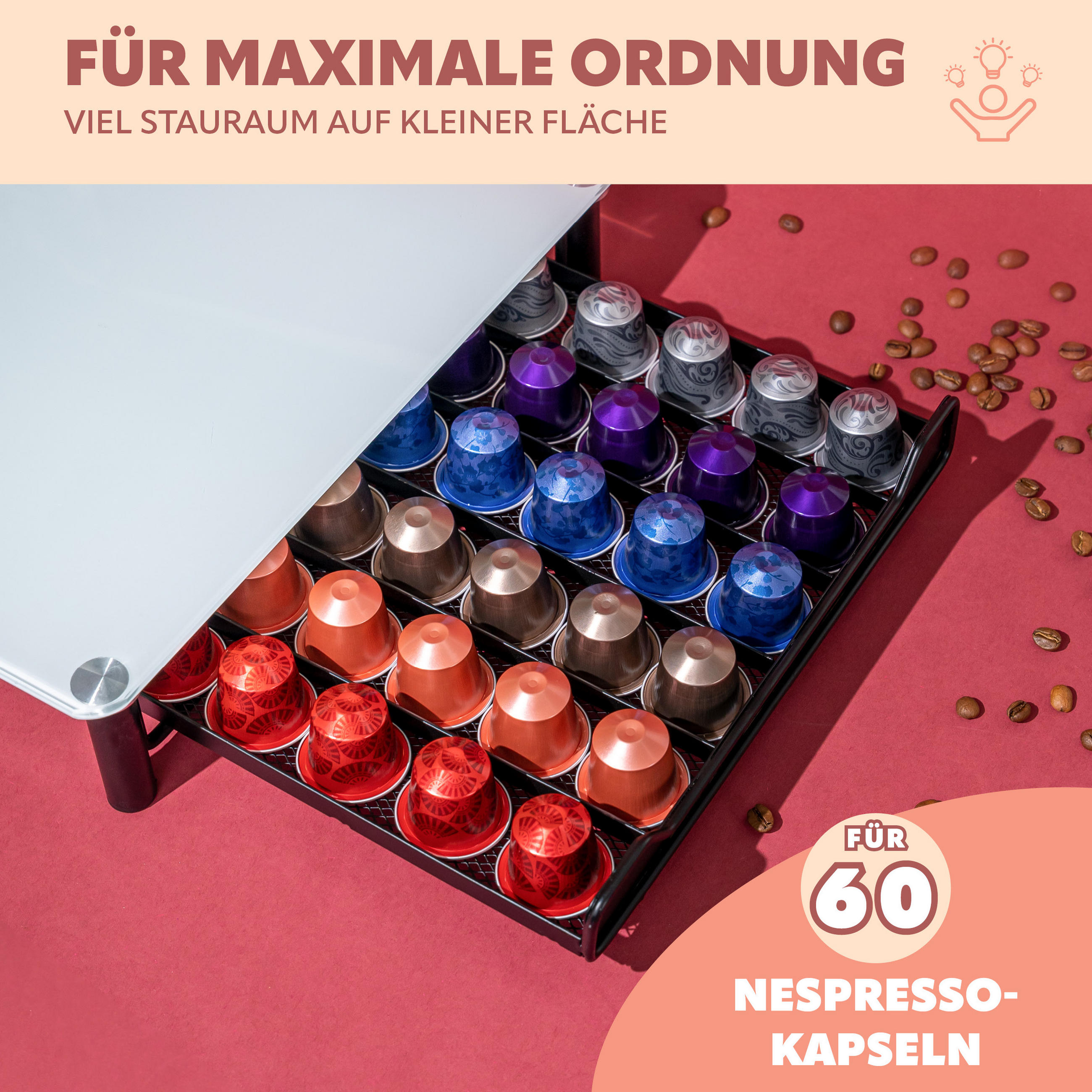 Thumbnail - bremermann Kaffeekapsel-Box,, Weiß, Metall, 31x7x40.5 cm, Küchen, Küchenmöbel, Küchenregale