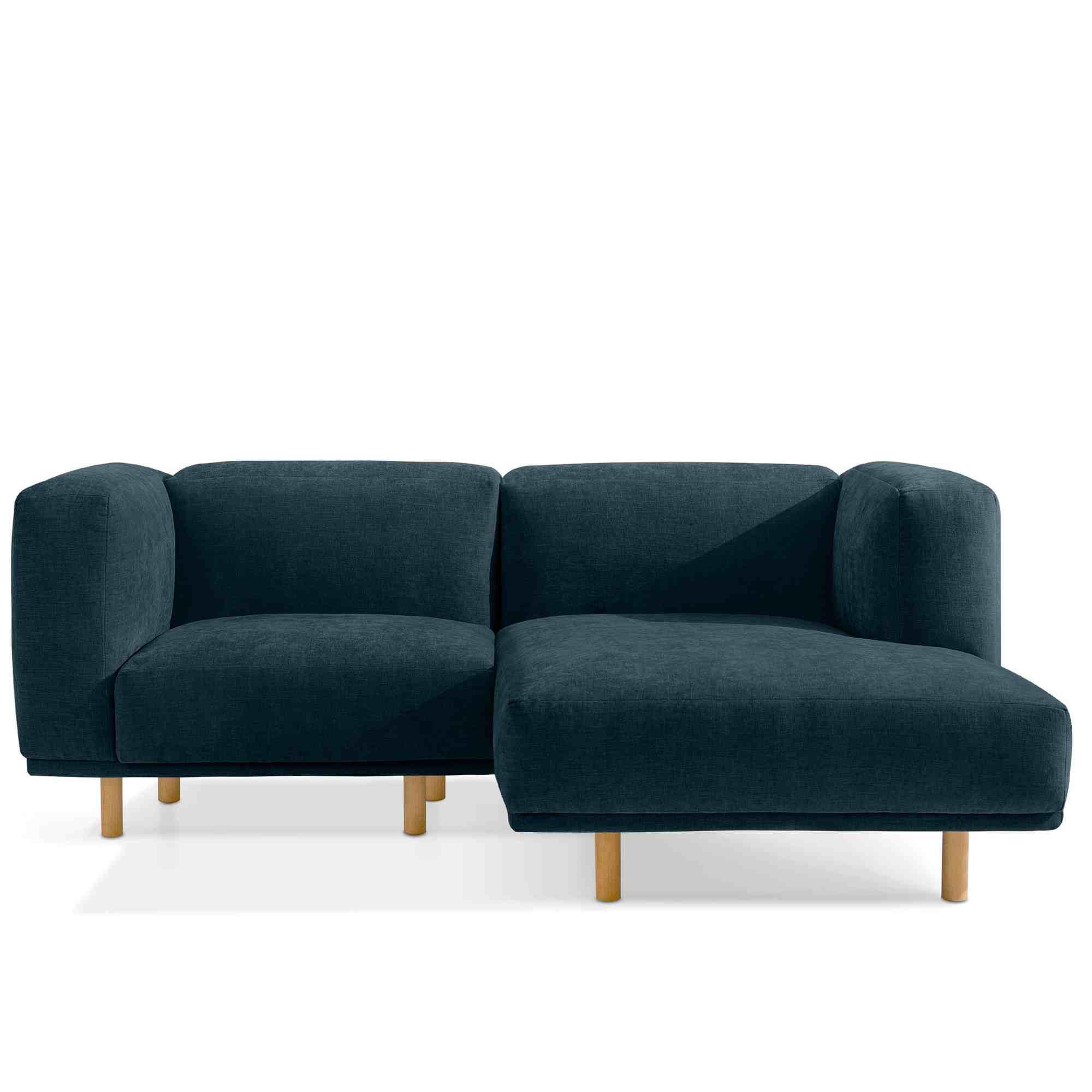 ECKSOFA-RECHTS FOSERO, Chenille-Stoff - Buchefarben/Petrol, Holz/Holzwerkstoff (204/155cm) - KONSIMO®