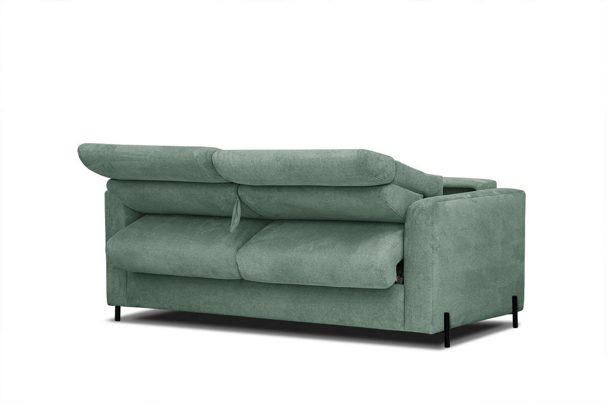 SOFA MEZO 3-Sitzer mit Schlaffunktion, grün - Schwarz/Grün, Holz/Textil (232/90/107cm) - Courtois Laville