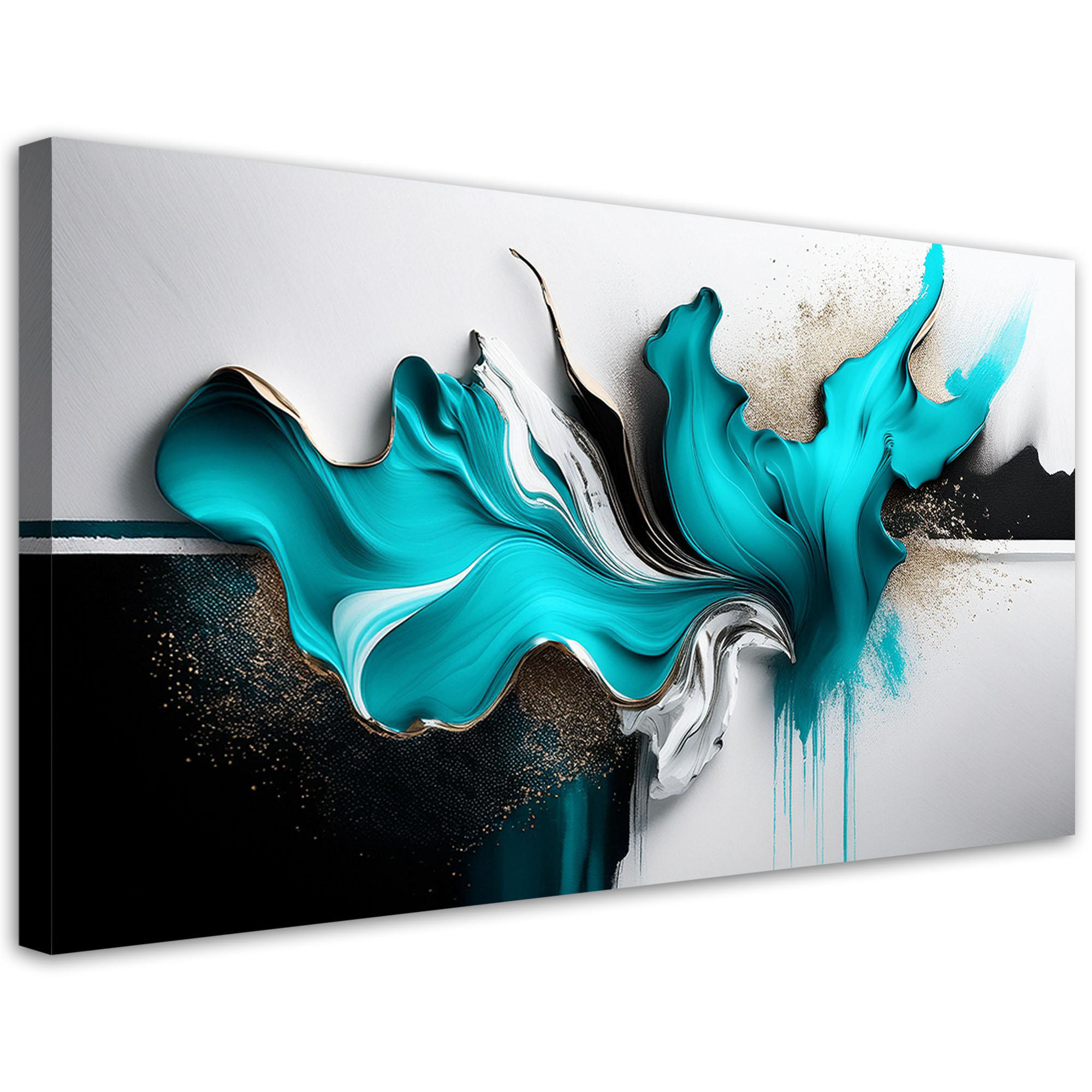 LEINWANDBILD Türkisfarbener abstrakter 3D-Effekt 80x40cm - Türkis, Textil (80/40cm) - Feeby