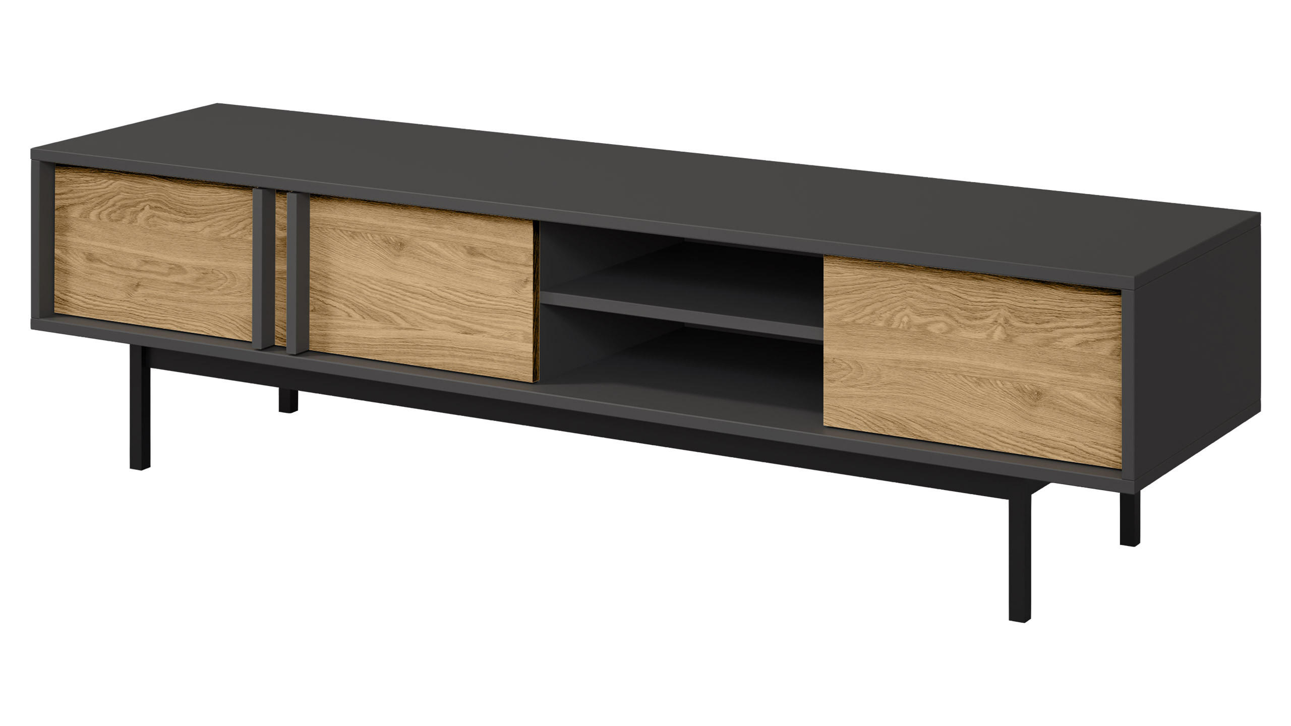 Mirjan24 Tv-Lowboard Anthrazit, Eiche 163x43x43 cm