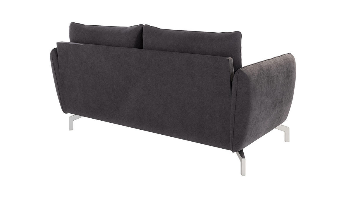 2-SITZER-SOFA Elou Graphit Microfaser - Chromfarben/Graphitfarben, Holz/Textil (172/87/92cm) - S-Style Möbel