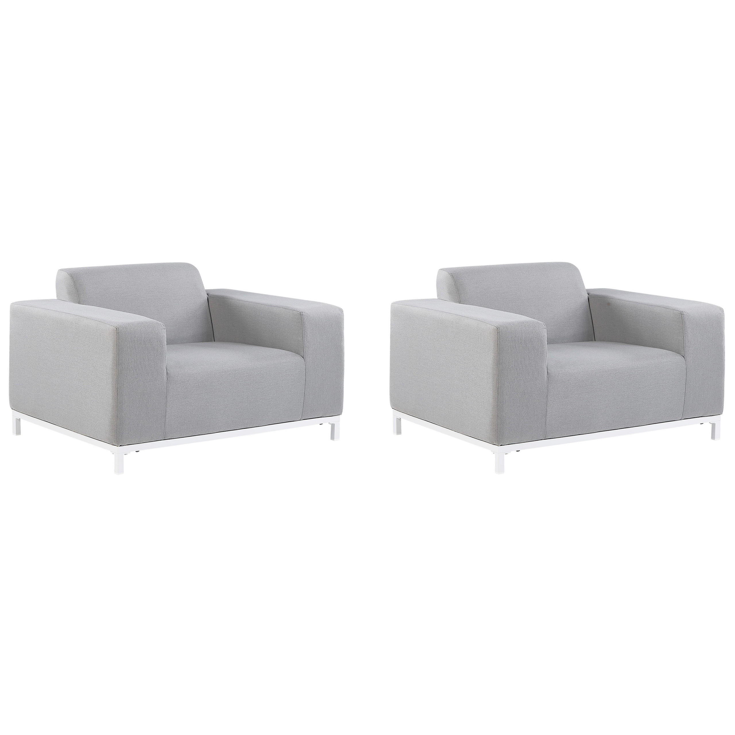 SESSEL 2er-SET Polsterbezug hellgrau/weißes Gestell Rovigo - Weiß/Grau, Textil (105/68/84cm) - Beliani