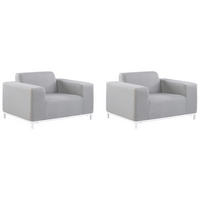 SESSEL 2er-SET Polsterbezug hellgrau/weißes Gestell Rovigo - Weiß/Grau, Textil (105/68/84cm) - Beliani