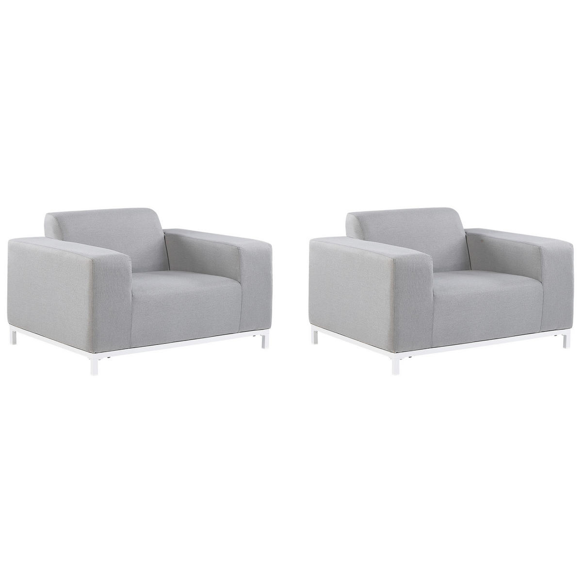 SESSEL 2er-SET Polsterbezug hellgrau/weißes Gestell Rovigo - Weiß/Grau, Textil (105/68/84cm) - Beliani