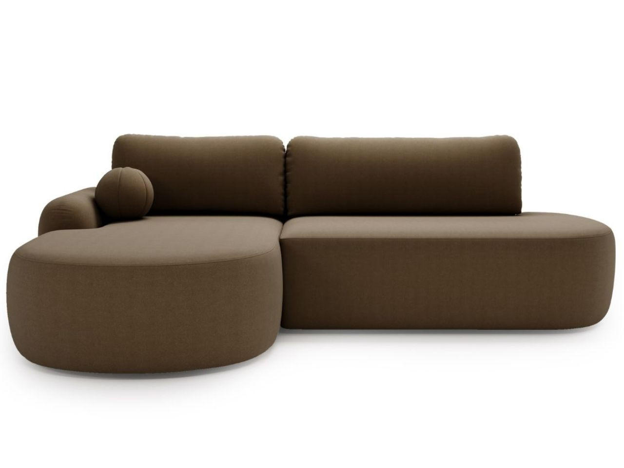 ECKSOFA Aurio O Bouclé-Stoff Braun Links - Braun, Holz/Textil (271/177cm) - Graingold