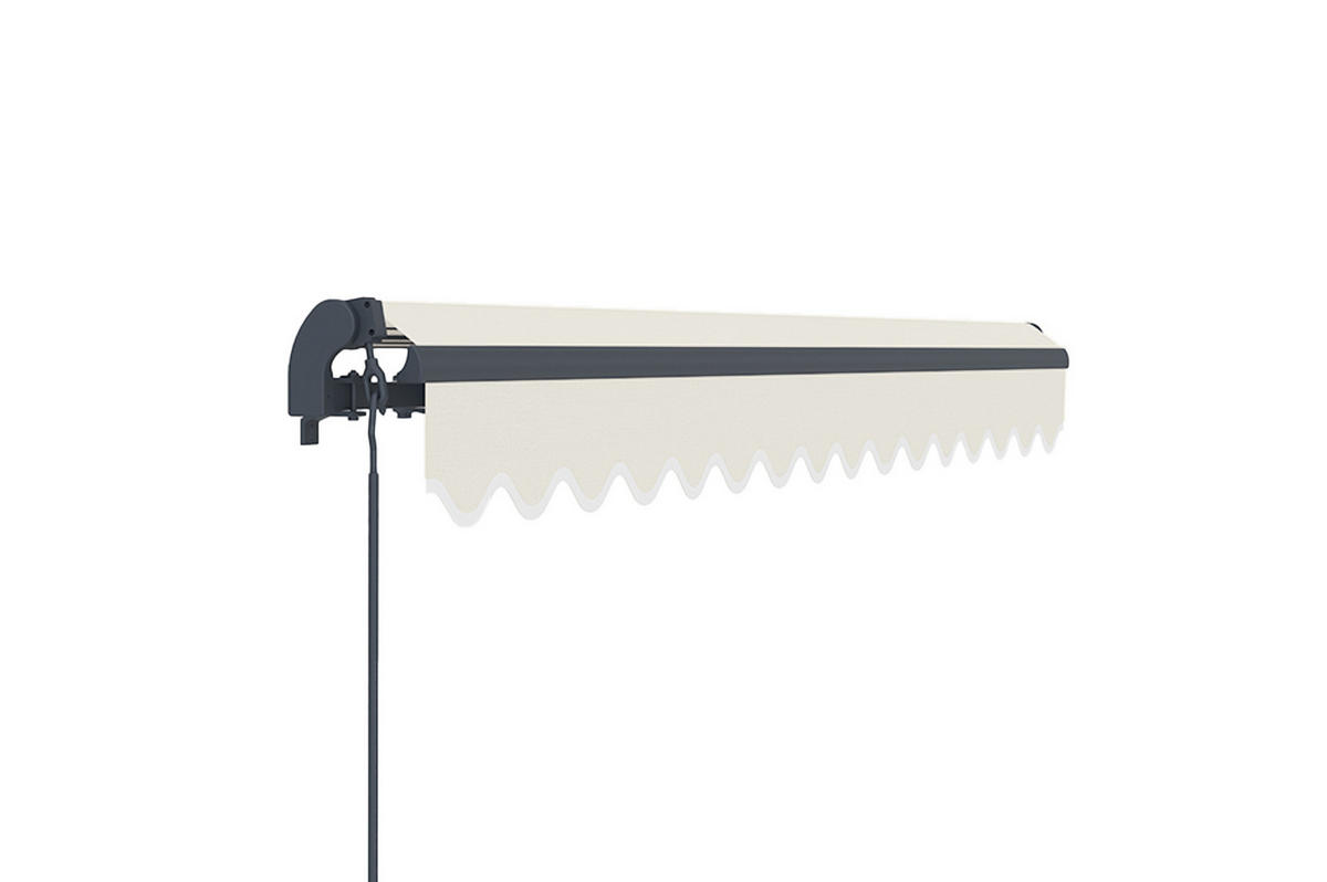 EINTEILIGE MARKISE Vecchio Beige 4m x 3m - Premium-Leinwand 320g/m² - Beige, Metall (395/270/300cm) - Cazeboo