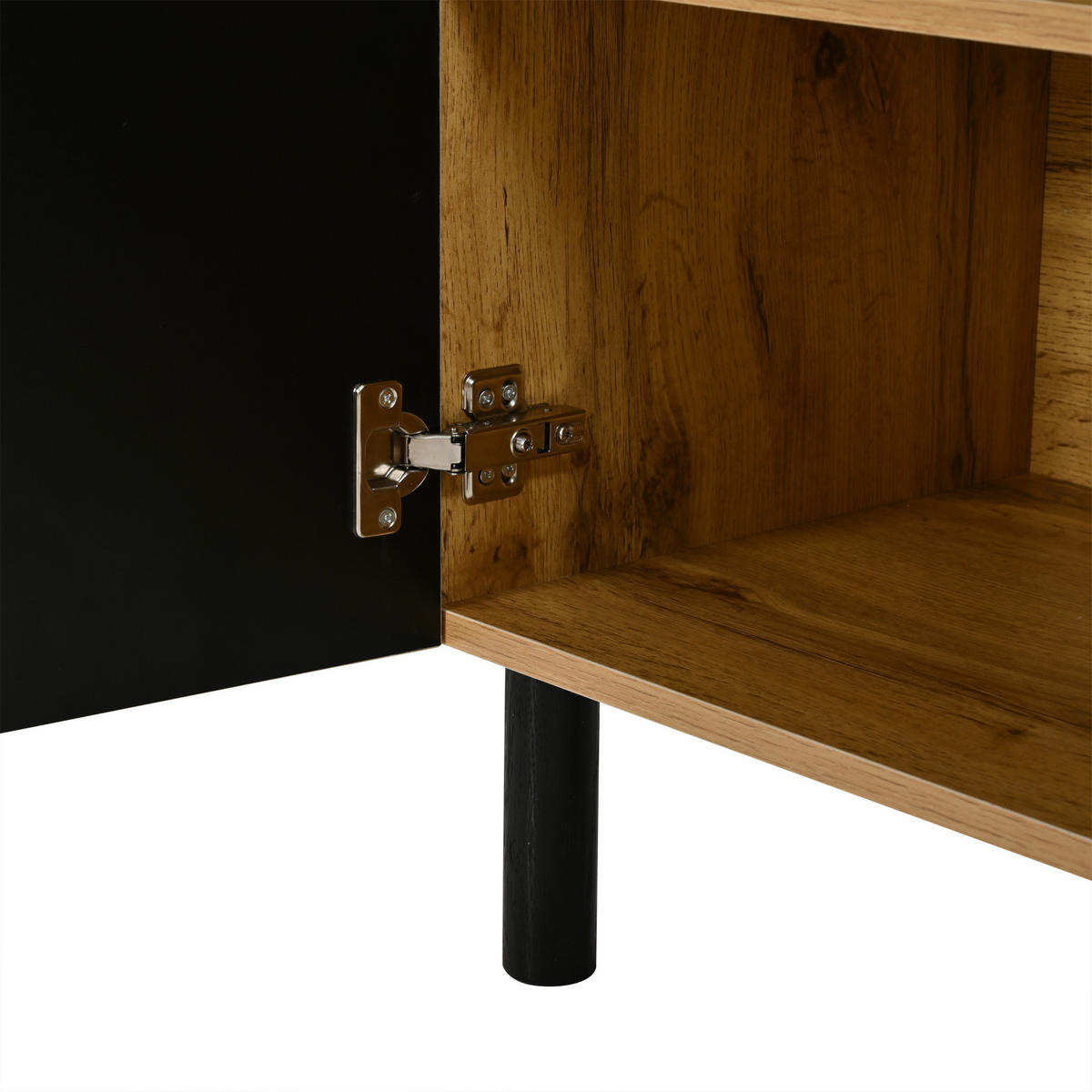SIDEBOARD DE-37820 mit 2 Türen und Rautenmuster Holzfarbe/Schwarz - Naturfarben, Holzwerkstoff (140/70/40cm) - ComfortXL