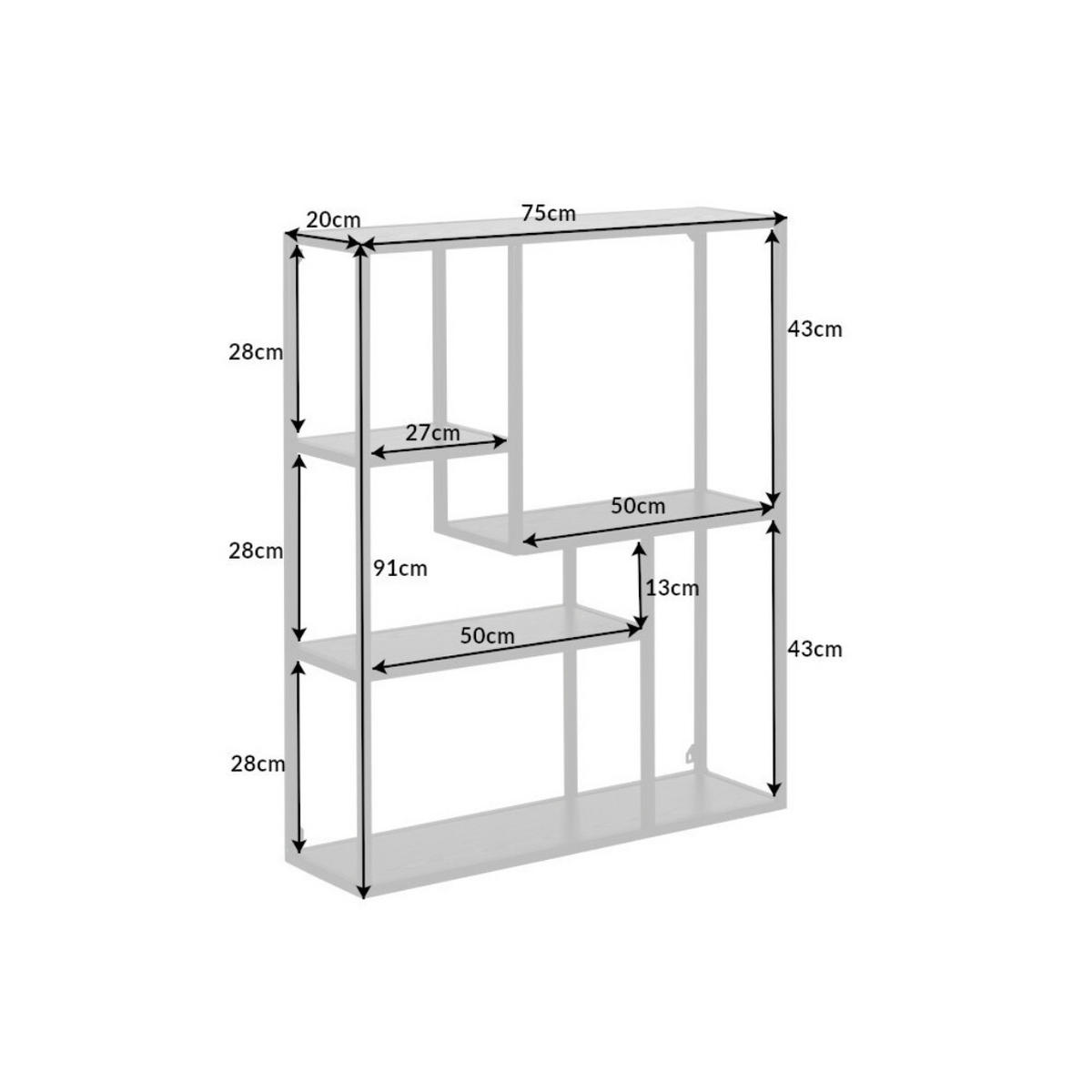 WANDREGAL SLIM LINE Esche Schwarz 91cm - Schwarz, Holz/Metall (75/91/20cm) - riess-ambiente