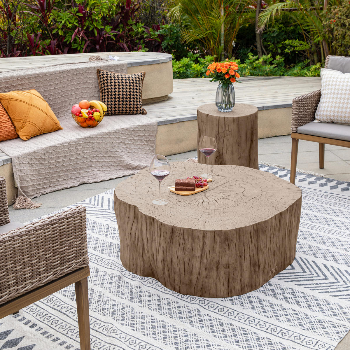 COUCHTISCH DAINTREE aus GF-Beton, Wetterbeständig, 106x100x36 cm - Rotbraun, Naturmaterialien (106/100/36cm) - Elementi
