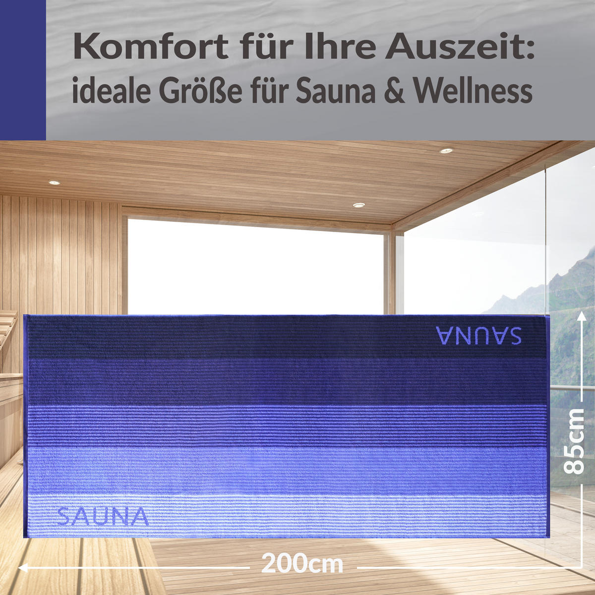SAUNAHANDTUCH Helsinki Hellblau – Blau 85x200 cm - Blau/Hellblau, Naturmaterialien (85/200cm) - Lashuma