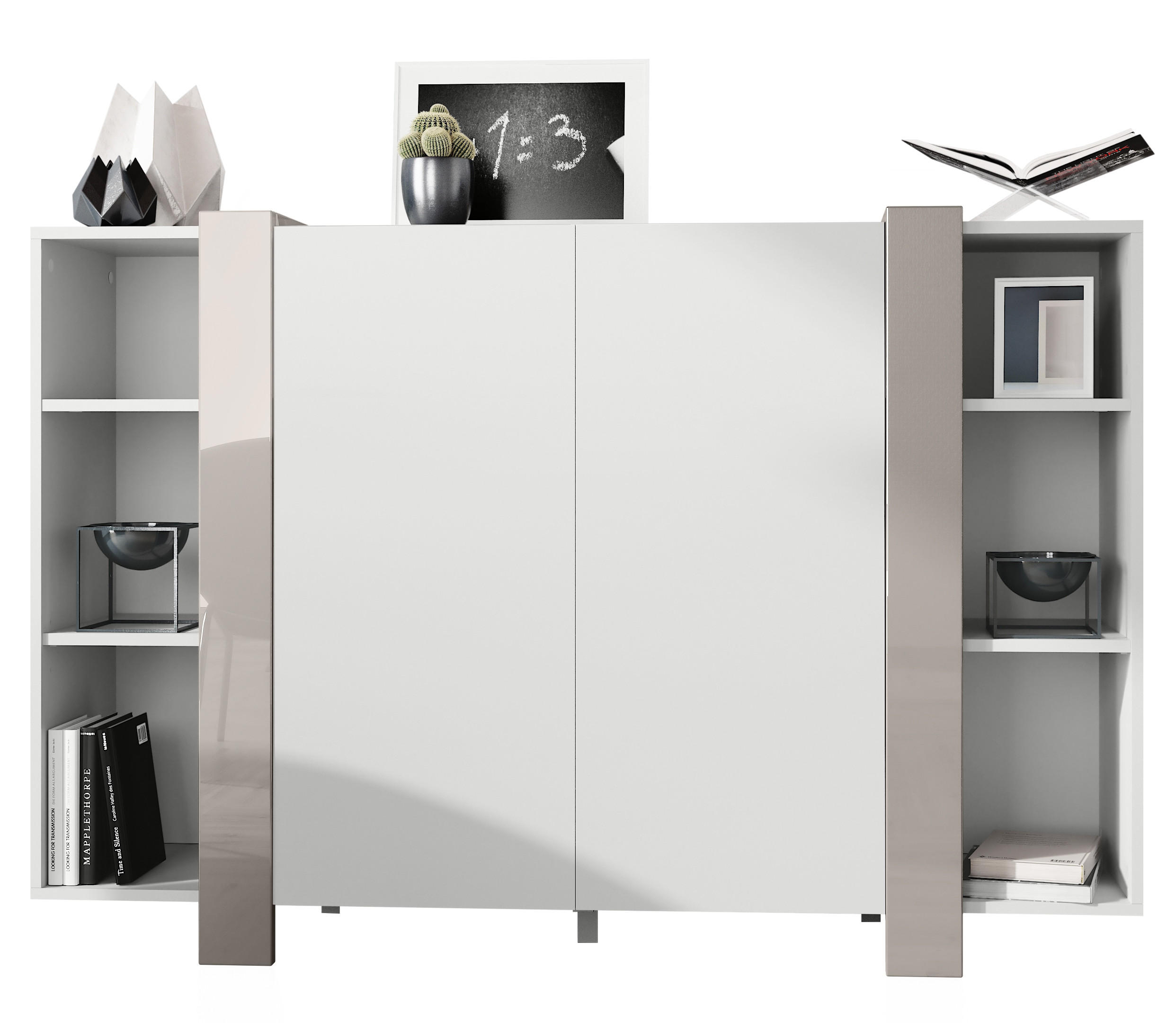 HIGHBOARD Ida Blenden in Sandgrau Hochglanz - Sandfarben, Holzwerkstoff (149/101/34cm) - Vladon