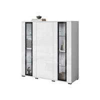 KOMMODE Caro HB 120 mit weißer LED Beleuchtung - Schwarz/Weiß, Holzwerkstoff/Kunststoff (120/122/40cm) - MIRJAN24