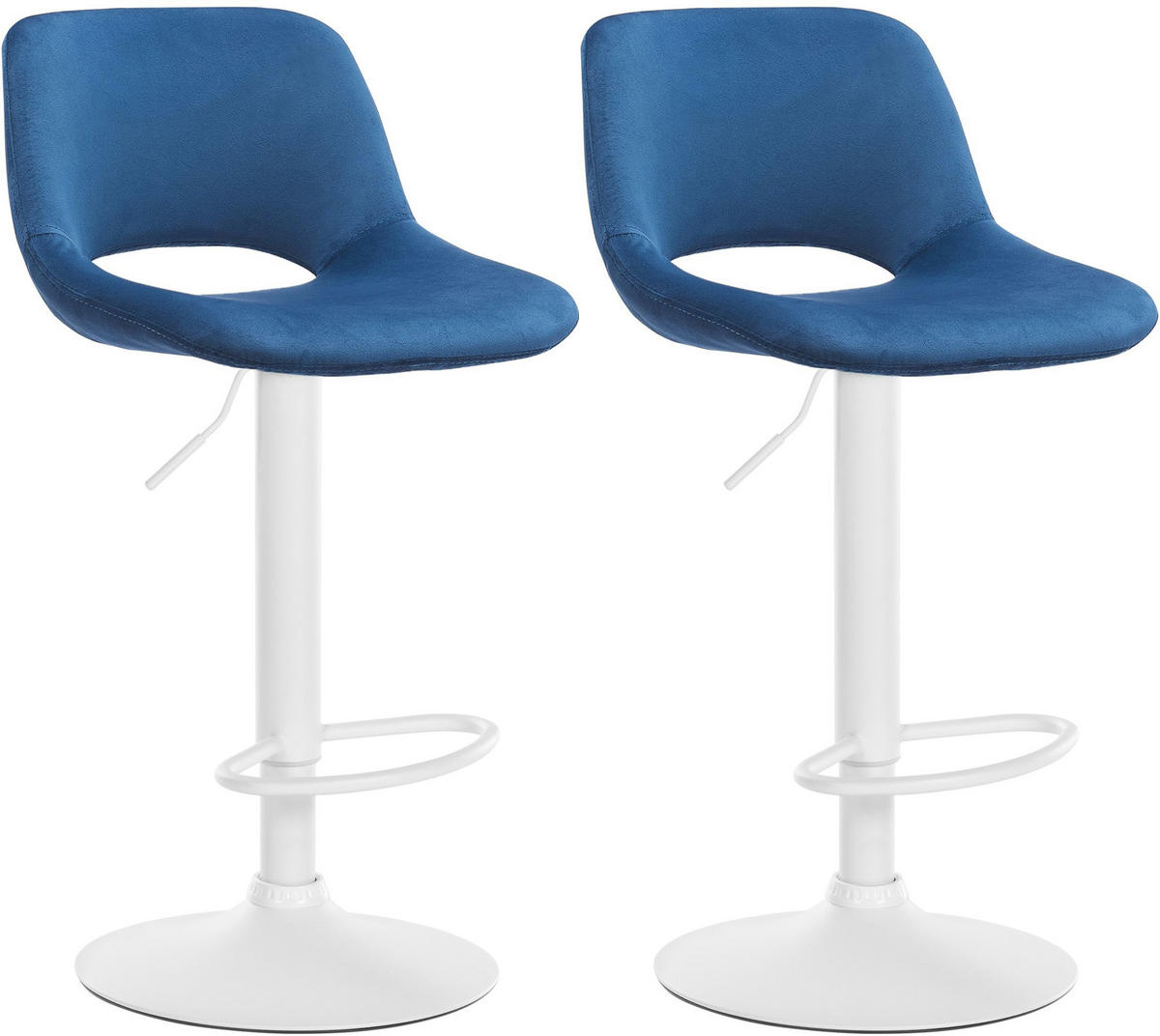 BARHOCKER 2er Set Samt blau - Blau/Weiß, Textil/Metall (42/86/46cm) - CLP