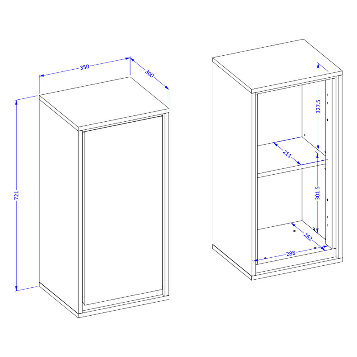 SCHRANK 1 Tür Sophéa Weiß - Weiß, Holzwerkstoff (35/72/30cm) - Petits-meubles