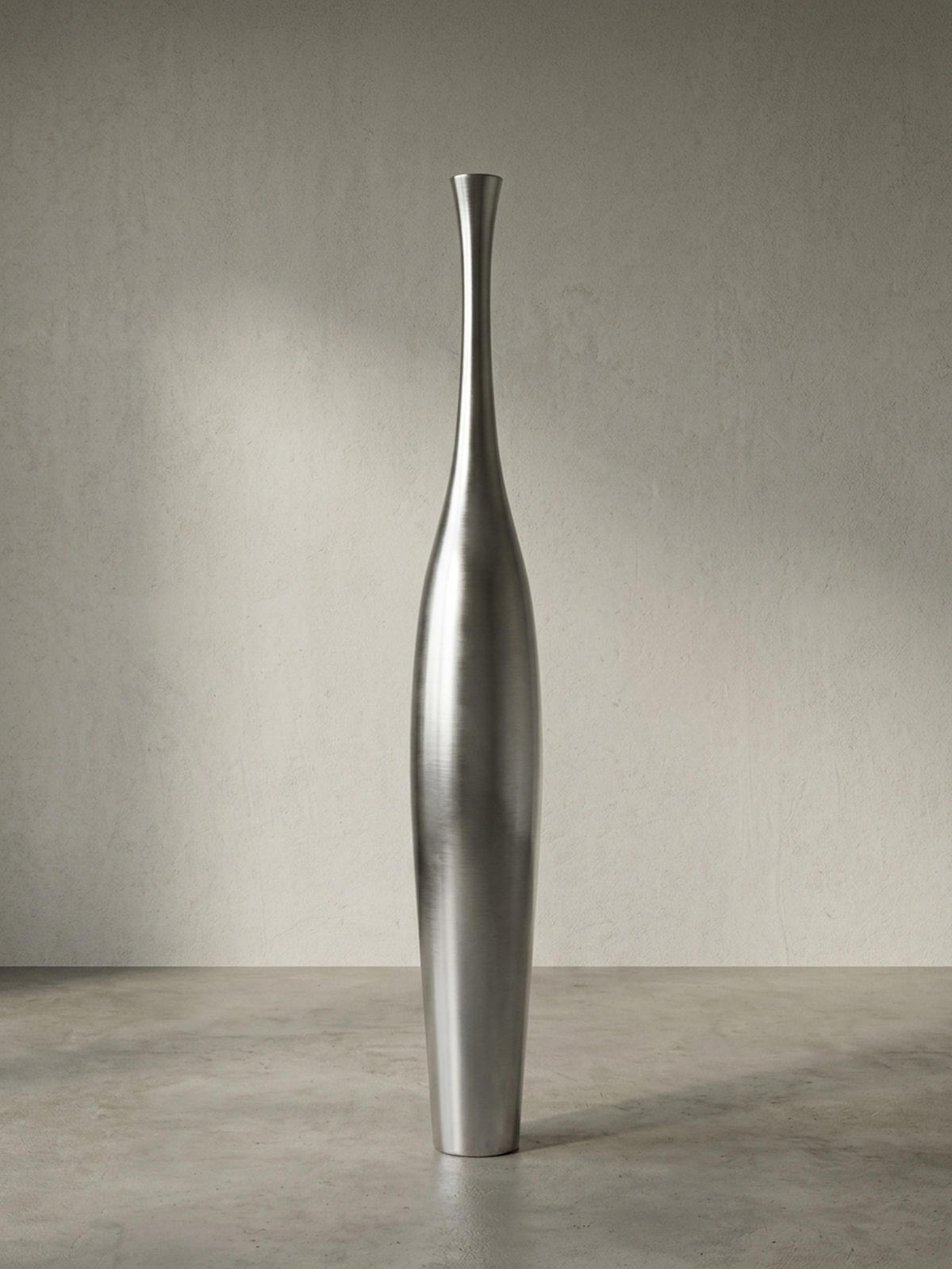 VASE Aluminium Modern Stil Modell BOTTLE S Silber mit einer Öffnung - Silberfarben, Metall (100cm) - KADIMA DESIGN