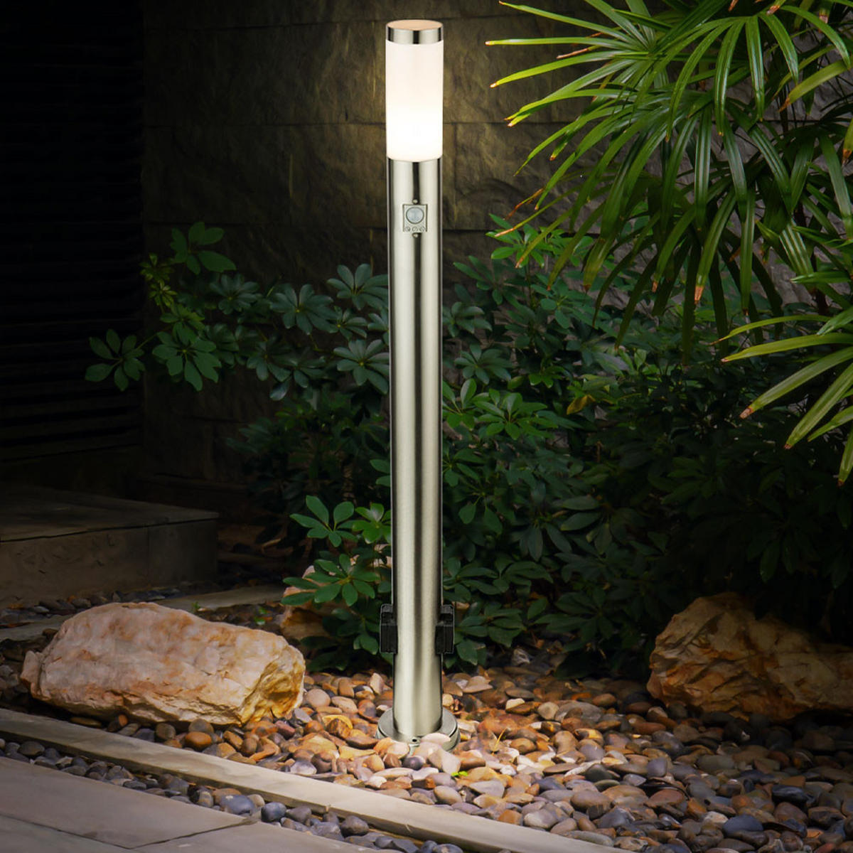 LED STEHLAMPE BOSTON Silber Modern 2er Set - Silberfarben, Metall (7.6/7.6/110cm) - Globo Lighting