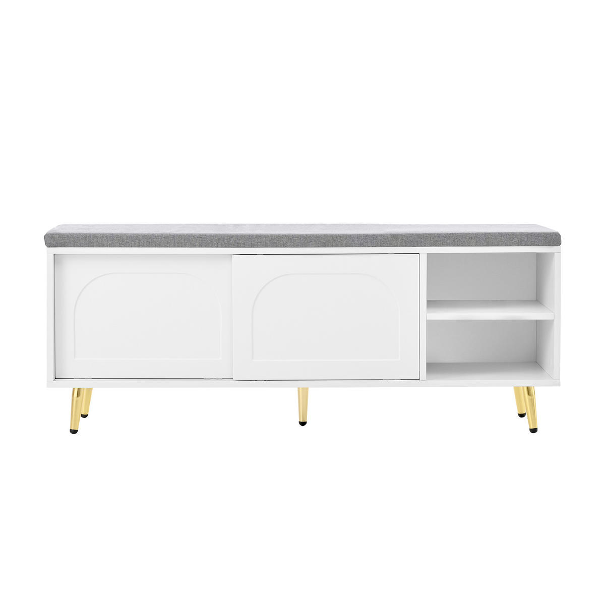 SCHUHBANK Schuhregal Sitzkissen Stauraum Weiß 121cm Modern - Weiß, Holzwerkstoff (121/49/35cm) - FLIEKS