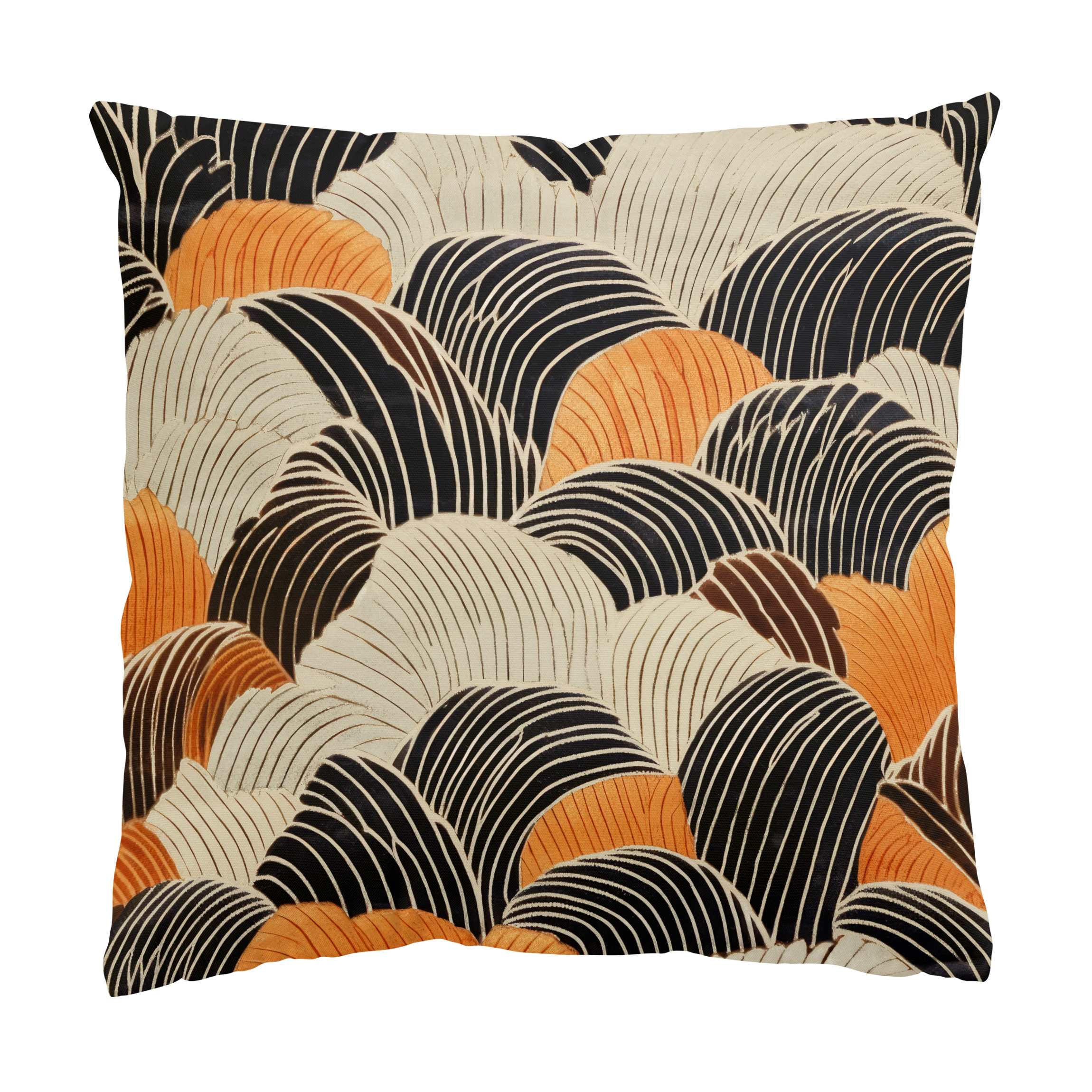 KISSENBEZUG Japanische Wellen Illustration 40/40 cm - Braun, Textil (40/40cm) - Bilderwelten