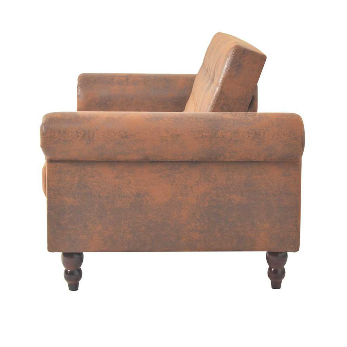 2-SITZER Schlafsofa Mit Armlehnen Künstliches Wildleder Braun - Braun, Leder (82/196/85cm) - vidaXL