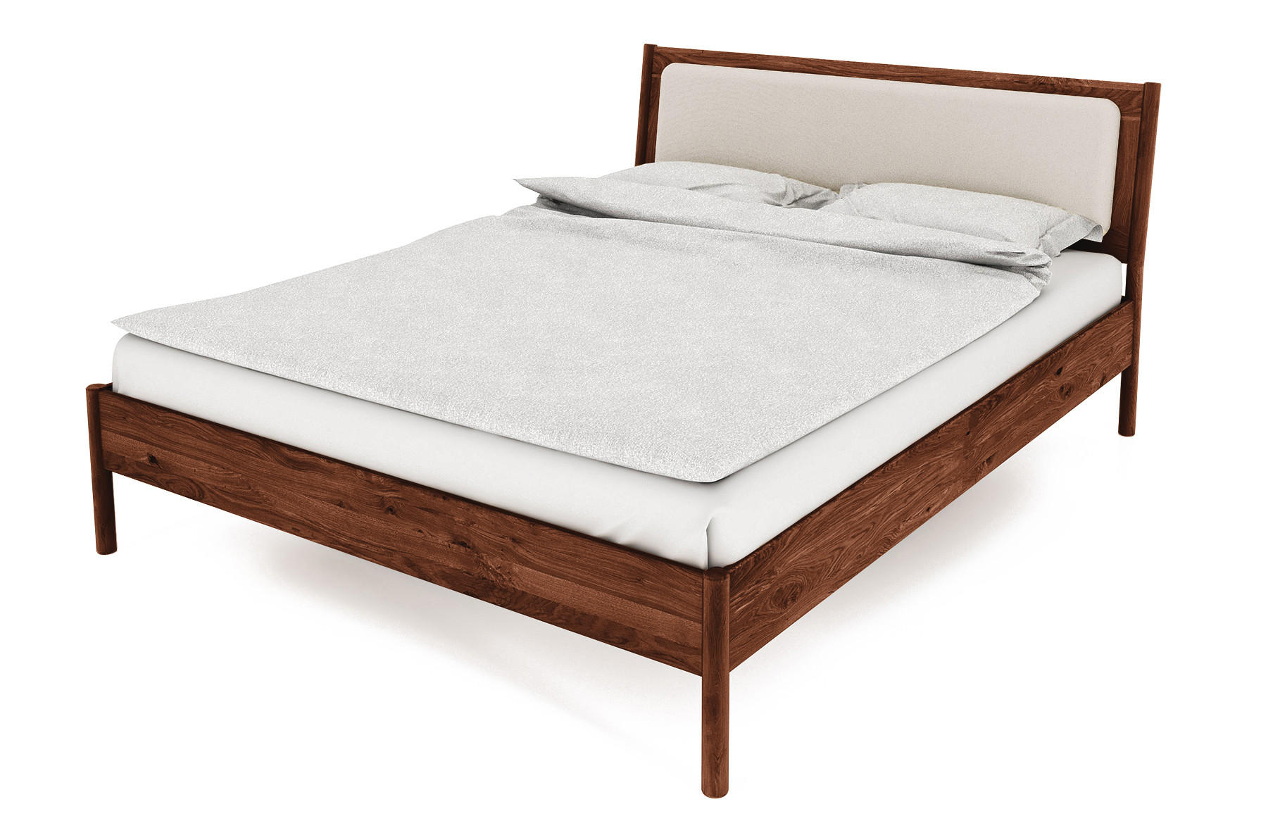 BETT MIT POLSTERKOPFTEIL INA 120x190 Wildeiche - Dunkelbraun, Holz (120/190cm) - byoak