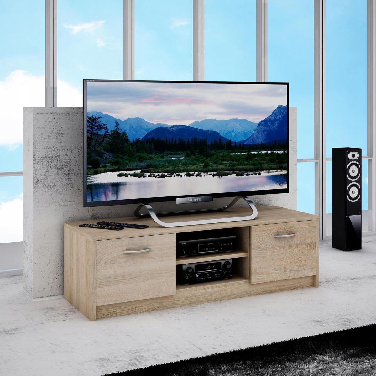 FERNSEHKOMMODE 2DC Sonoma Eiche 120/41/36 cm - Sonoma Eiche, Holzwerkstoff (120/36/41cm) - Matkam Möbel
