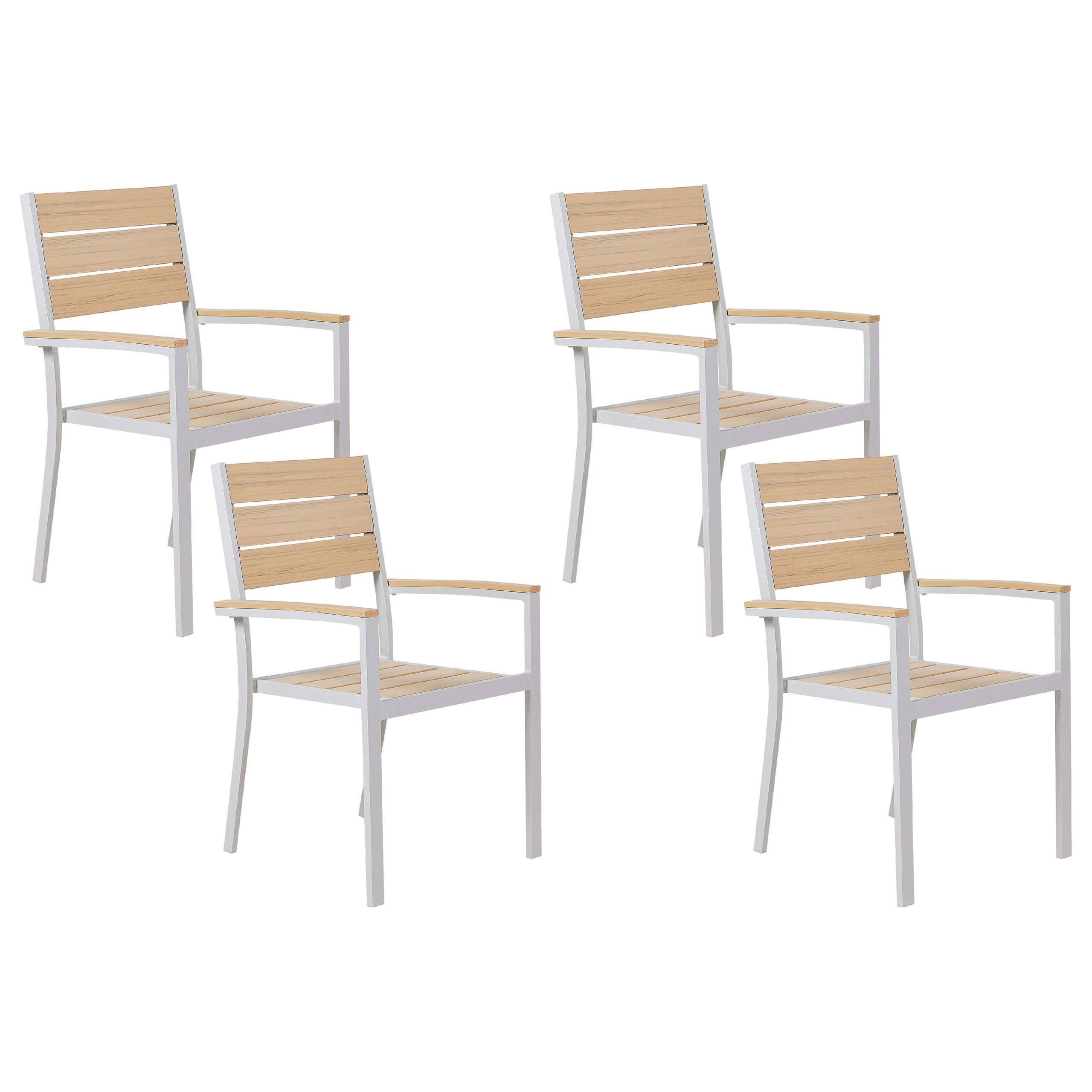 GARTENSTUHL 4er-Set Kunstholz beige Prato - Beige, Kunststoff (57/90/57cm) - Beliani