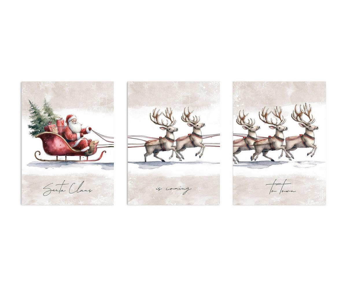 BILDERSET 3er-Set 30x40 cm Weihnachten - Beige, Kunststoff (30/40/2cm) - artissimo