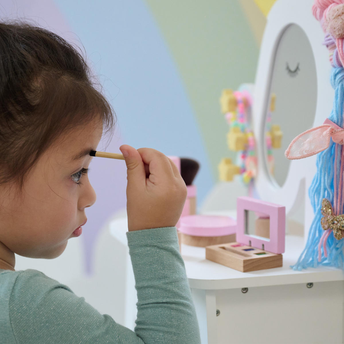 SCHMINKTISCH Einhorn mit Spiegel, 42cm, Weiß - Weiß, Holzwerkstoff (20/42/32cm) - Teamson Kids