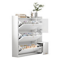 SCHUHSCHRANK mit Klappen 119/24/122 cm in Weiß mit Sitzbank und Schublade - Weiß, Holzwerkstoff (119/122/24cm) - BEAOK