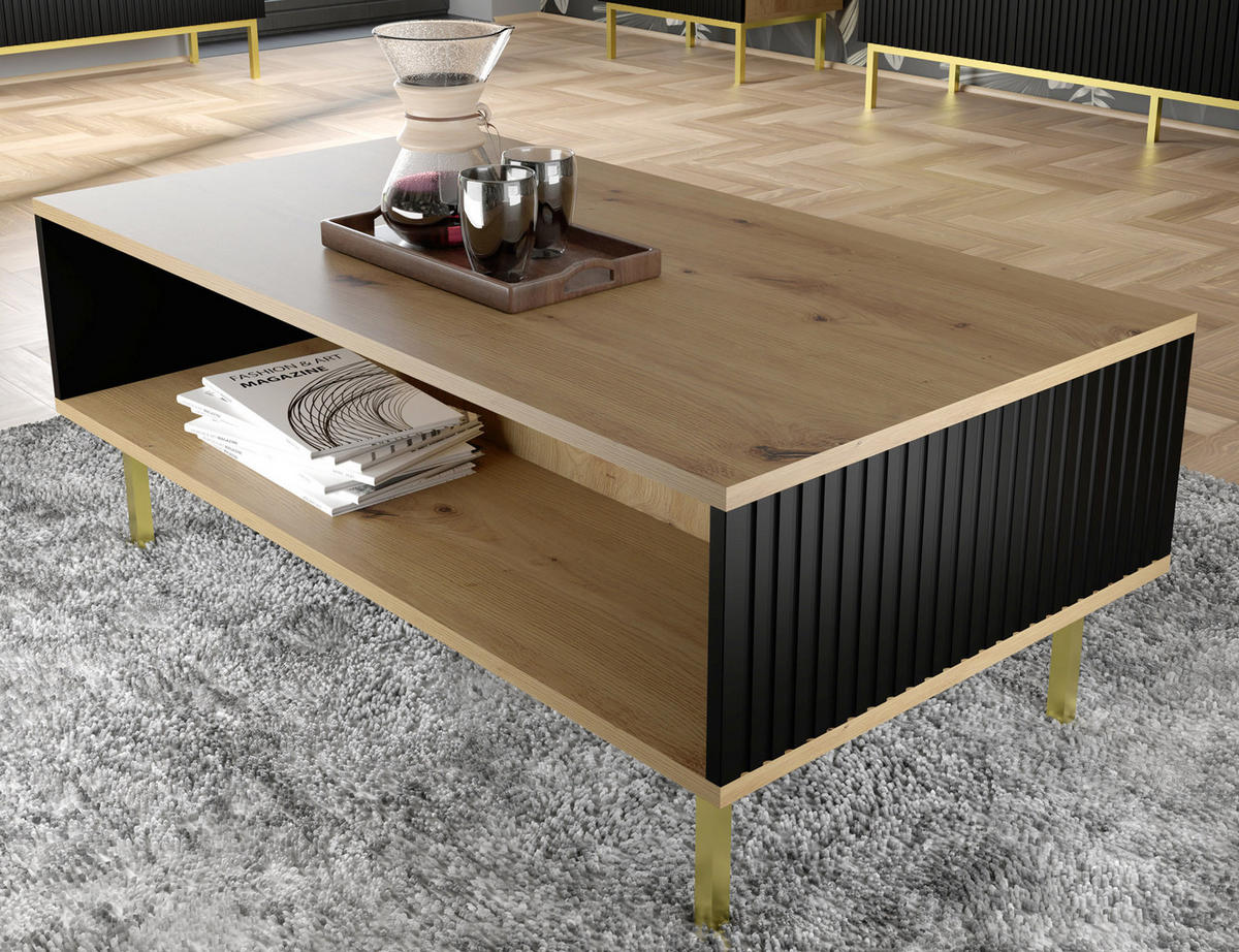 COUCHTISCH Artisan Eiche, Schwarz, Schwarz 90/43/60 - Schwarz, Holzwerkstoff (60/90/43cm) - RAUMHIRSCH FURNITURE