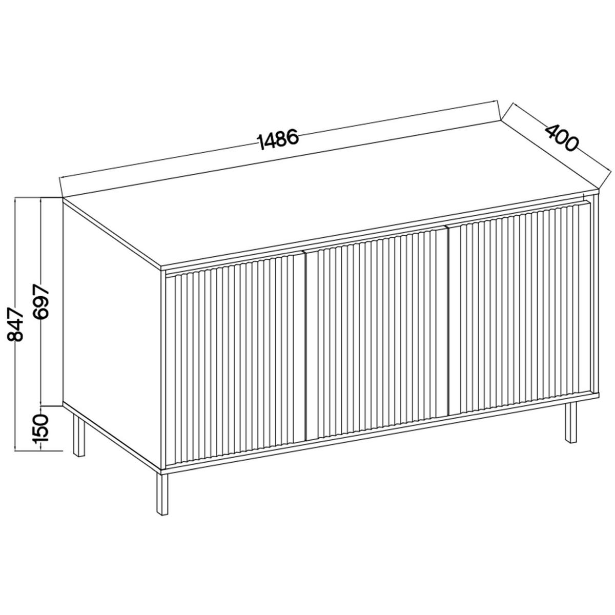 SIDEBOARD Osaka Eichenholzoptik Evoke 149 cm - Eichefarben/Schwarz, Holzwerkstoff/Metall (148.6/84.7/40cm) - Selsey