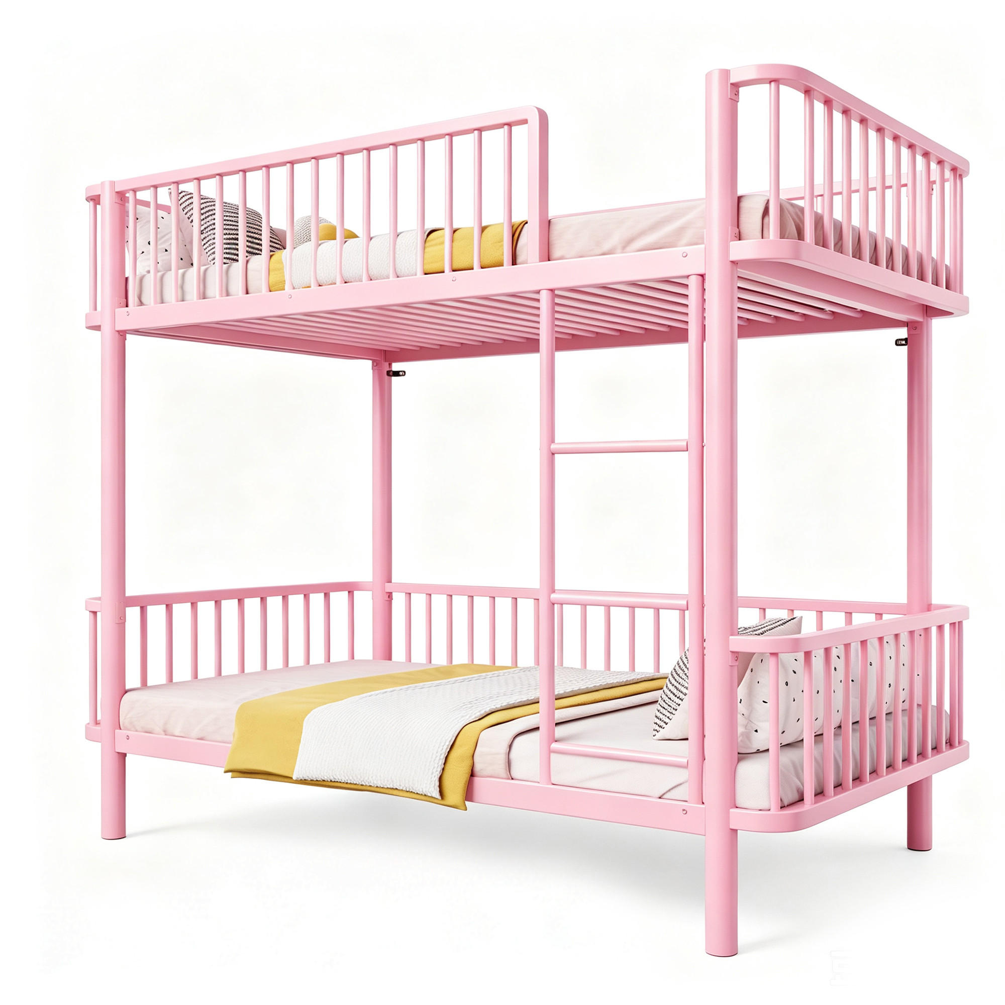 METALL-ETAGENBETT 90*200 mit Schutzgitter, Schwarz-Rosa - Pink, Metall (90/200cm) - FLIEKS