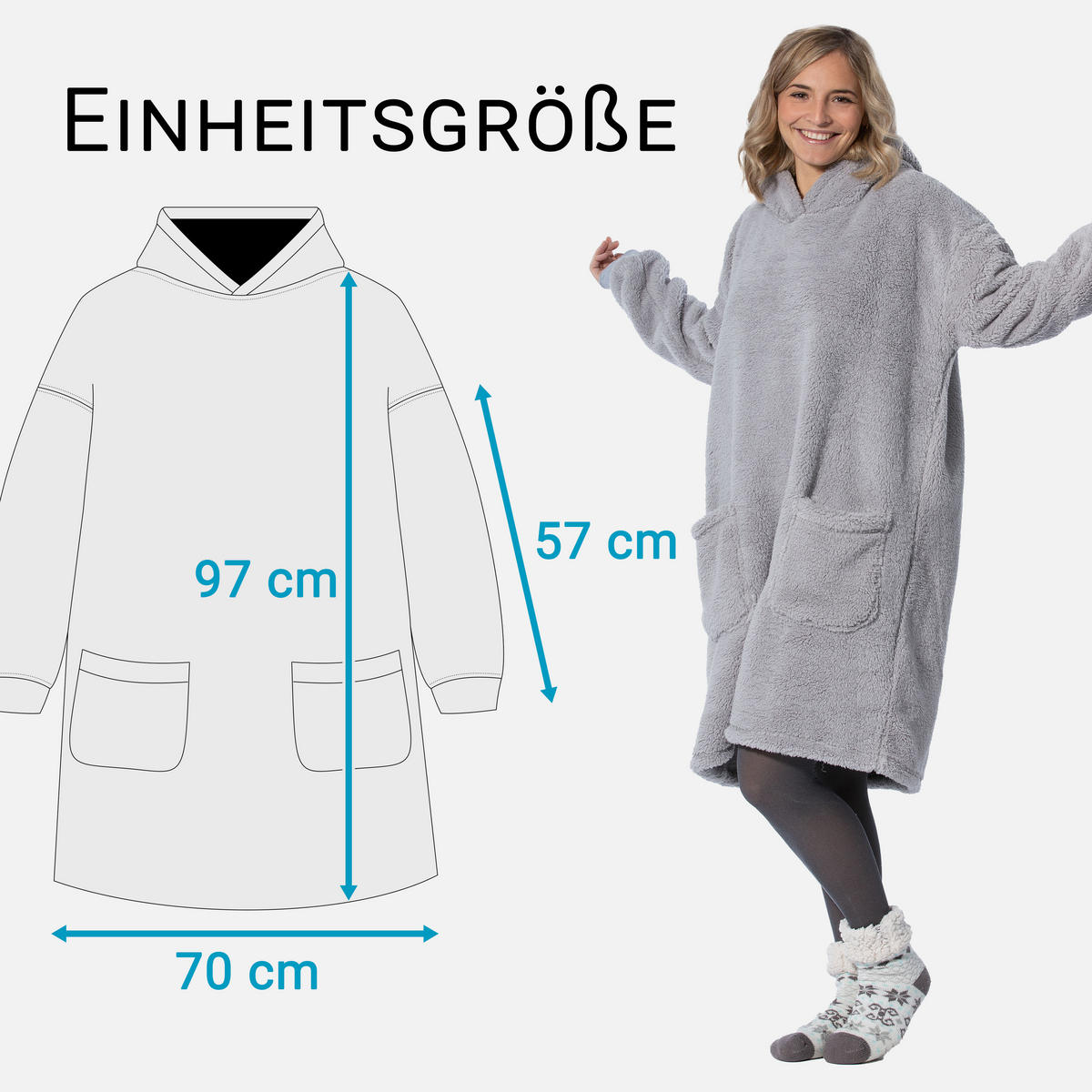 KUSCHELDECKE, onesize, 100% Polyester, Grau - Hellgrau, Textil (175/130cm) - Zollner