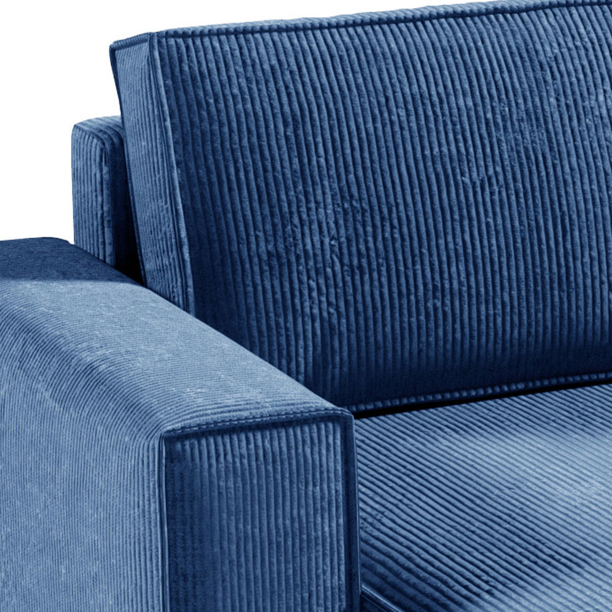 PANORAMASOFA Isaac 5 Sitzplätze Blau - Blau, Holzwerkstoff (398/85/185cm) - Petits-meubles