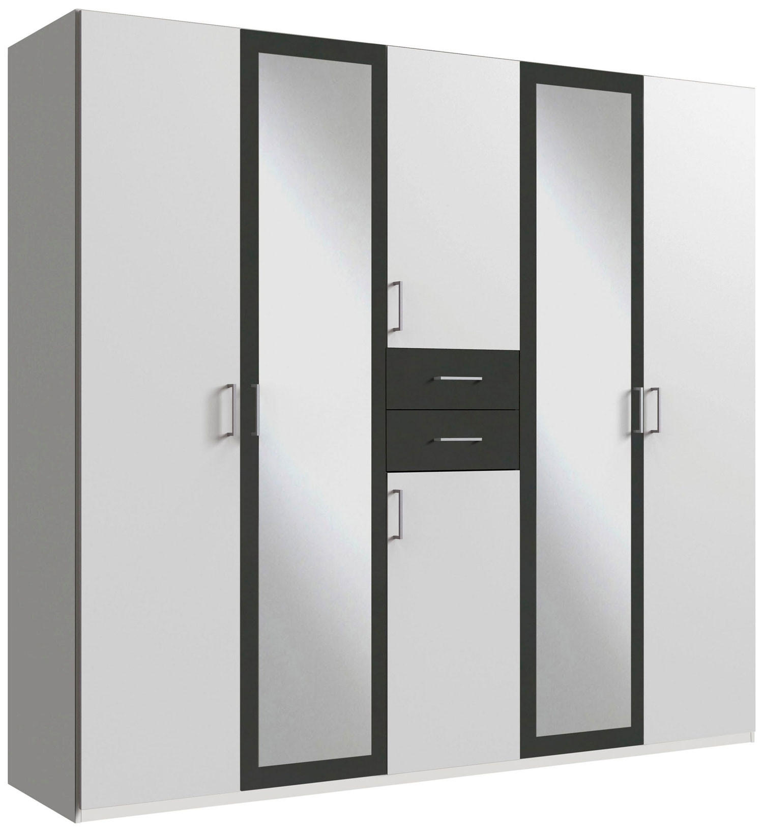 KLEIDERSCHRANK Diver weiß / graphit 225 / 58 / 207cm - Graphitfarben/Weiß, Holz/Holzwerkstoff (225/207/58cm) - Wimex