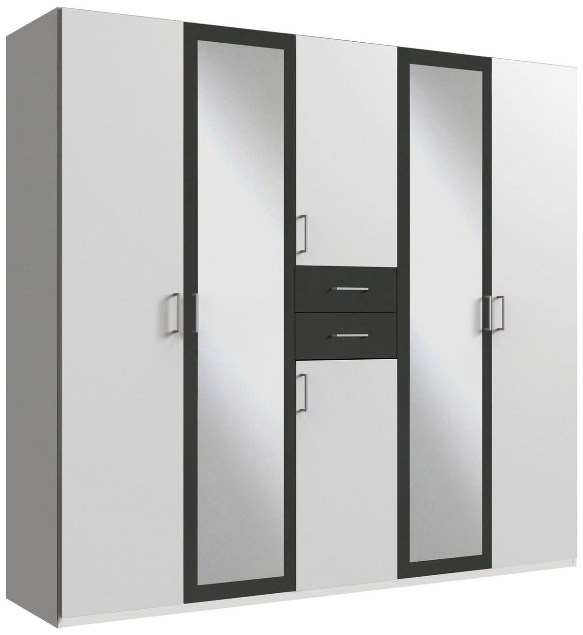 KLEIDERSCHRANK Diver weiß / graphit 225 / 58 / 207cm - Graphitfarben/Weiß, Holz/Holzwerkstoff (225/207/58cm) - Wimex