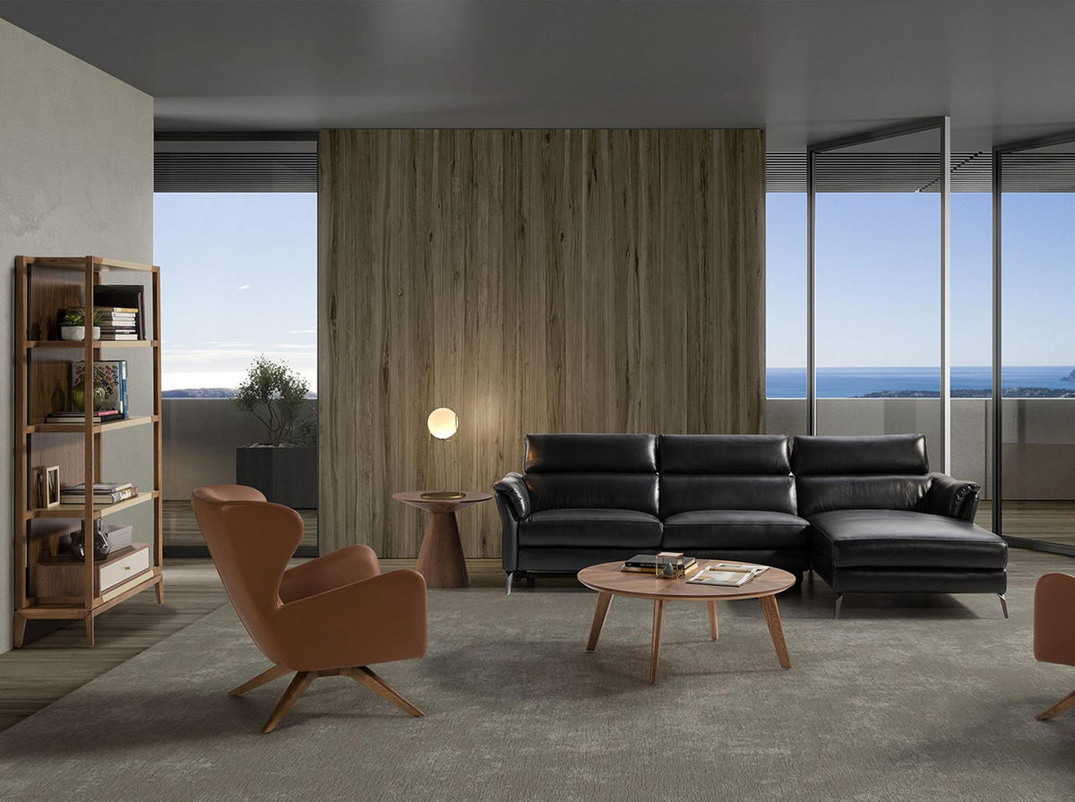 DREHSESSEL aus braunem Öko-Leder - Braun, Leder/Holz (86/90/75cm) - ANGEL CERDA