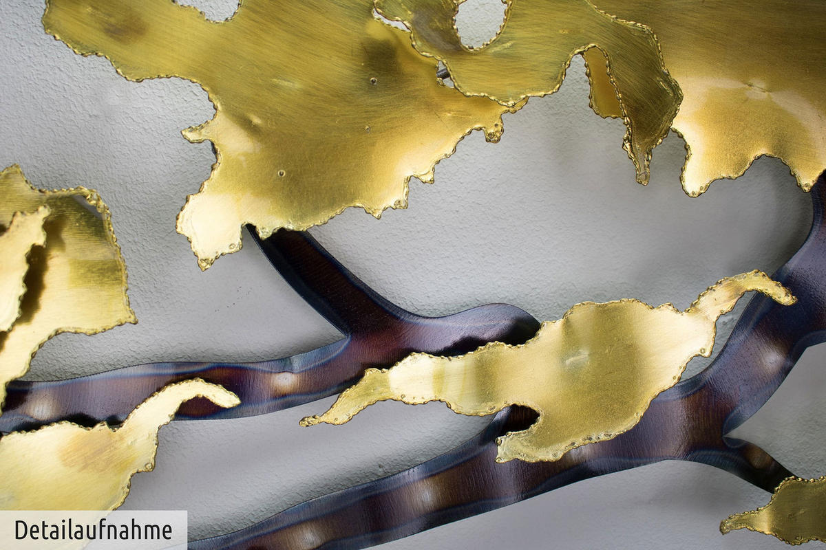 WANDDEKO Gold 107/64 cm - Goldfarben/Braun, Metall (2/64/6cm) - KUNSTLOFT