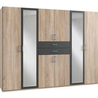 KLEIDERSCHRANK Diver Eiche Sägerau / graphit 270 / 58 / 207cm - Eichefarben/Graphitfarben, Holz/Holzwerkstoff (270/207/58cm) - Wimex