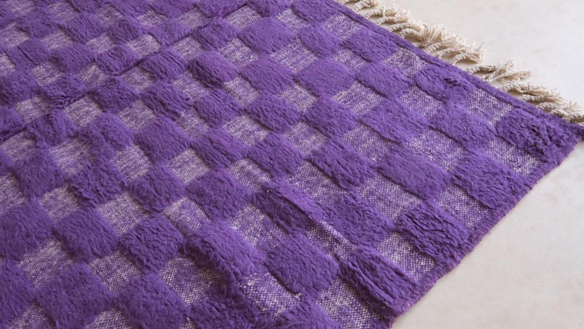 BERBERTEPPICH aus Marokko aus Wolle modern 140x 200 cm - Lila, Naturmaterialien (140/200cm) - AFK Living