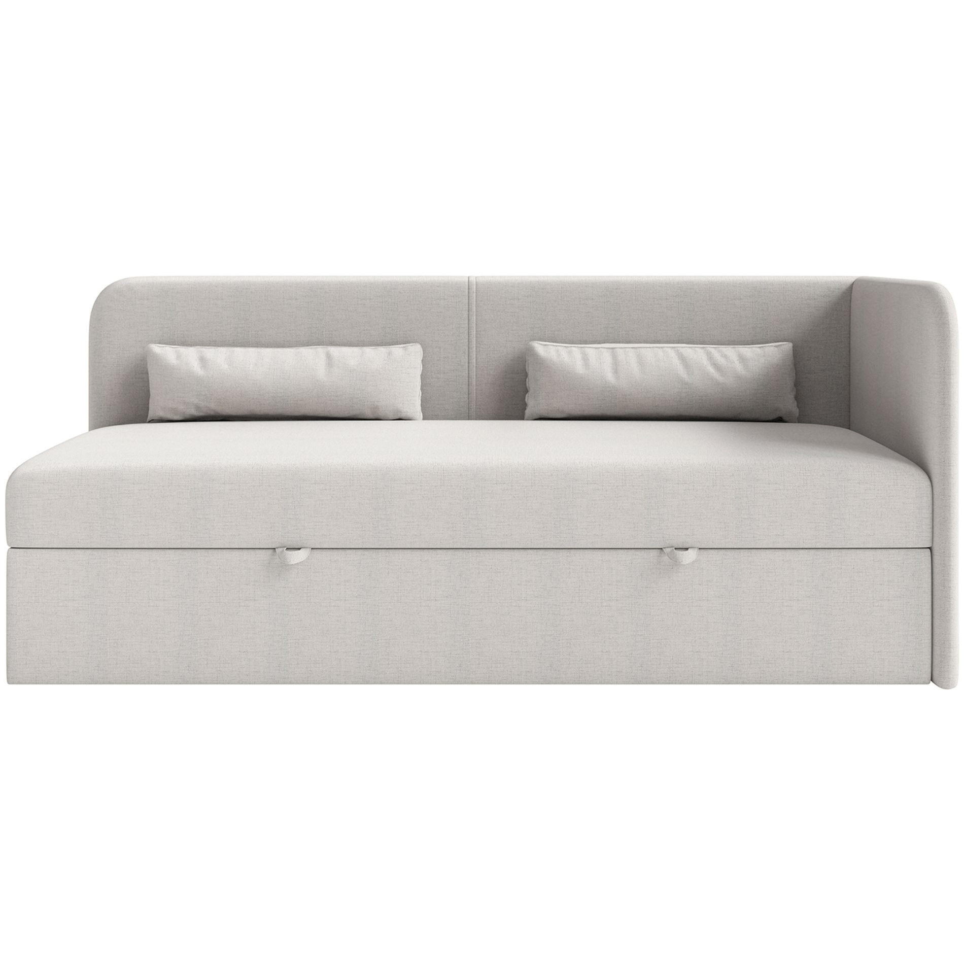 JUGENDBETT Calmmo Hellgrau mit Chenille-Bezug, Kopfteil rechts - Hellgrau, Textil (90/200cm) - Selsey