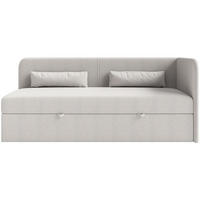 JUGENDBETT Calmmo Hellgrau mit Chenille-Bezug, Kopfteil rechts - Hellgrau, Textil (90/200cm) - Selsey