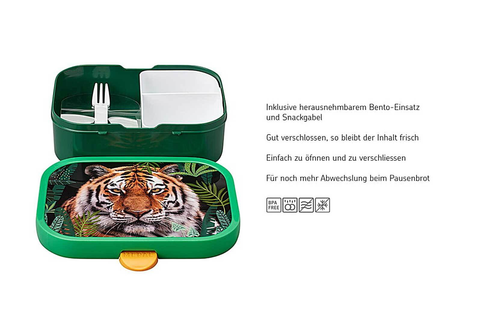 BROTDOSE Campus Wild Tiger 700 ml - Dunkelgrün/Orange, Kunststoff (13.2/6.1/17.8cm) - Mepal