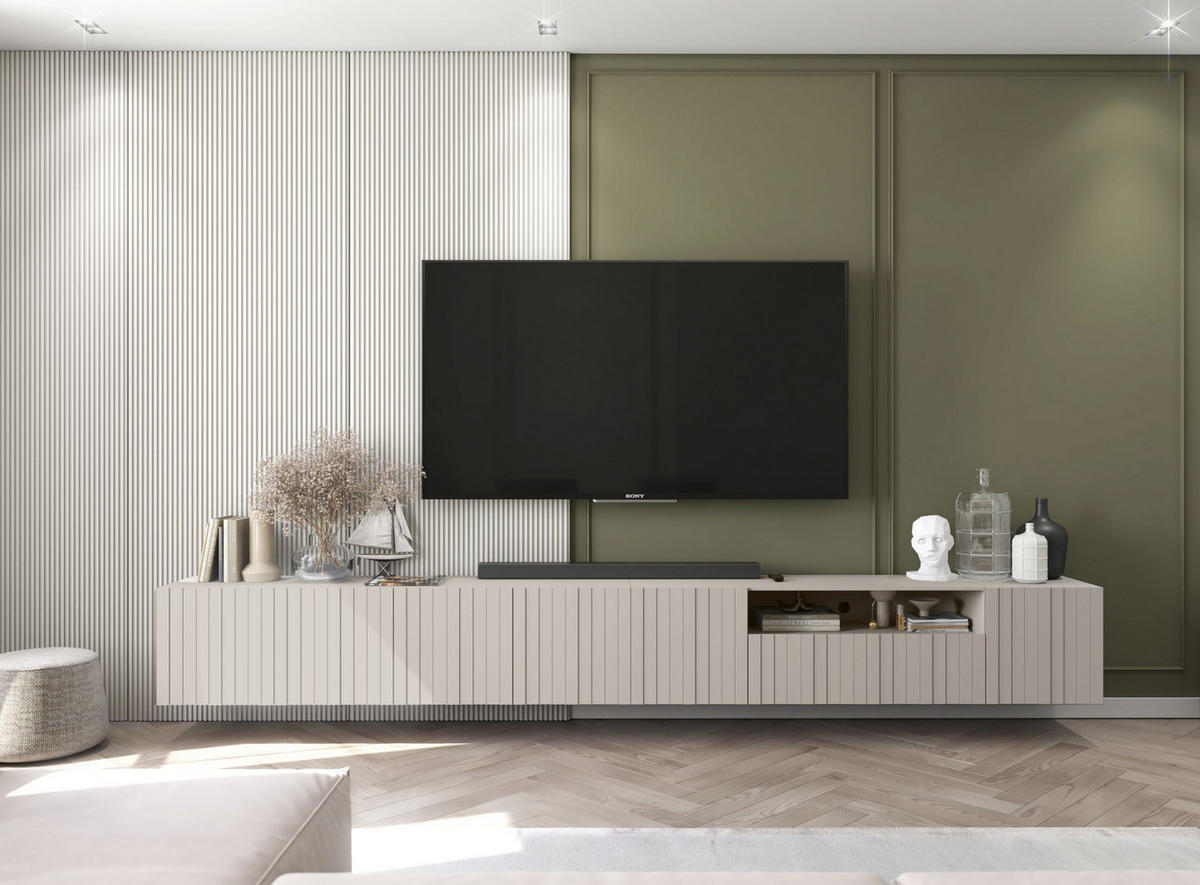 TV-LOWBOARD 2-er Set Elpis2 Kaschmir Matt Glamour 150 cm - Kaschmir, Holzwerkstoff (300/37.5/36.5cm) - Meble Lindner