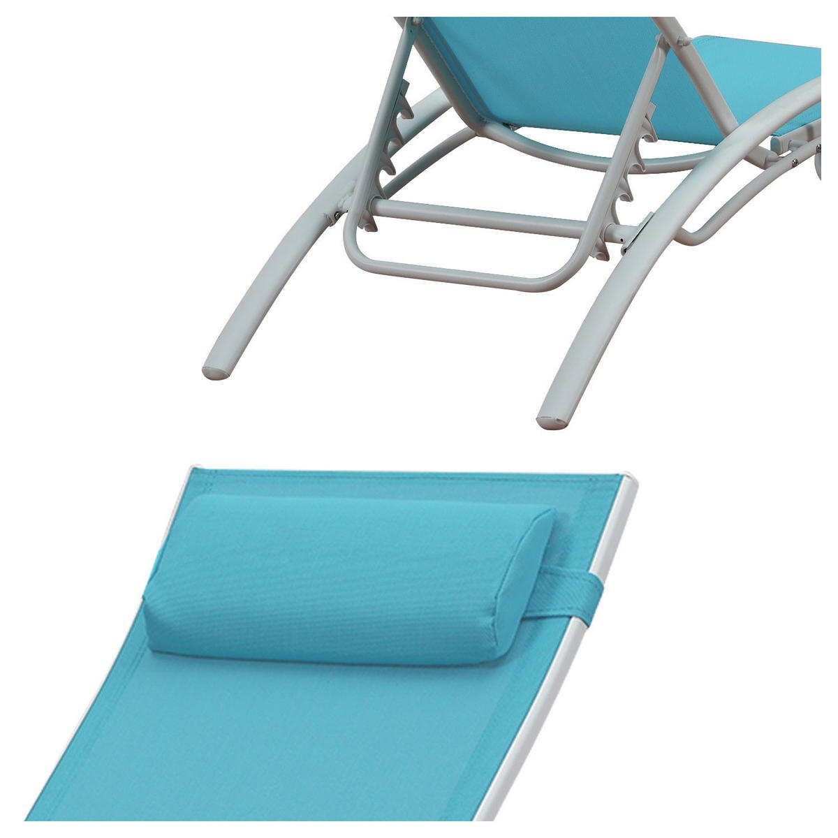 LIEGESTÜHLE Galapagos Blau und Weiß 2er-Set - Blau, Metall (63/82/173.5cm) - Happy Garden