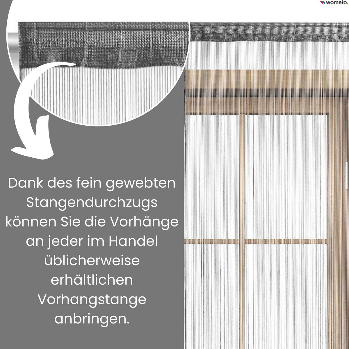 FADENVORHANG grau 245/90 cm Stangendurchzug kürzbar - Grau, Textil (90/245/1cm) - wometo