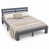 POSTEL Siva masivni les bor z letvenim dnom 140x200 cm - antracit, les - Relaxdays